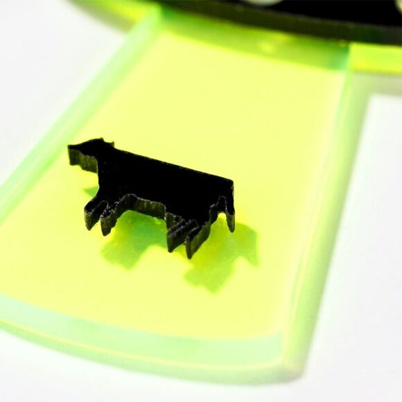 Neon Alien Space Ship Abducting‎ Cow Acrylic Earrings - Picture 7 of 9